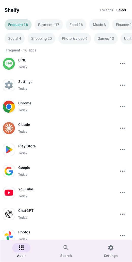 The Frequent tab in the white theme